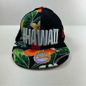 NWT Hawaii Hibiscus & Plumeria Strapback Hat Cap Surfing Embroidered Aloha
